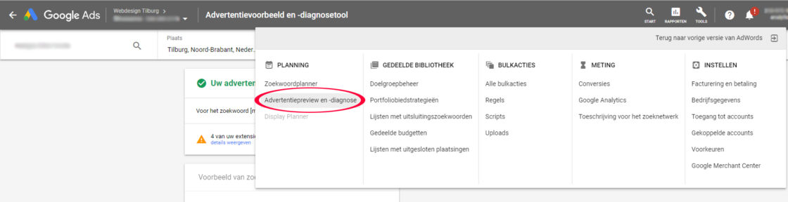 advertentievoorbeeld en diagnose