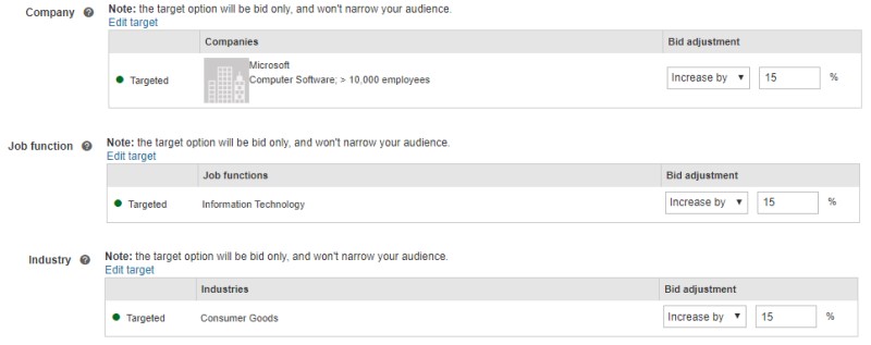 mogelijkheden linkedin targeting bing microsoft advertising