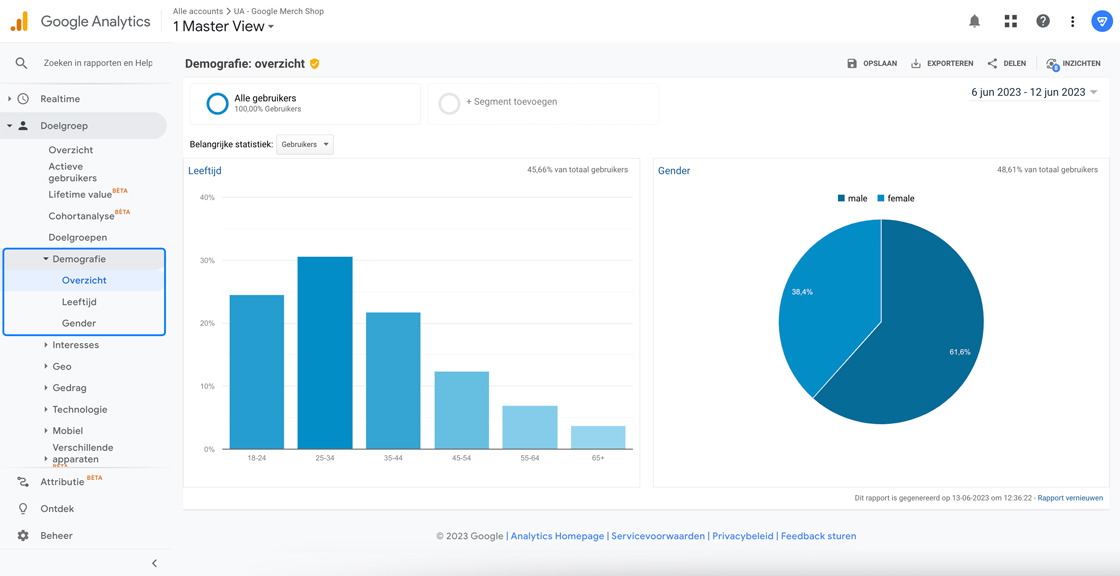 Demografie rapporten in Google Universal Analytics