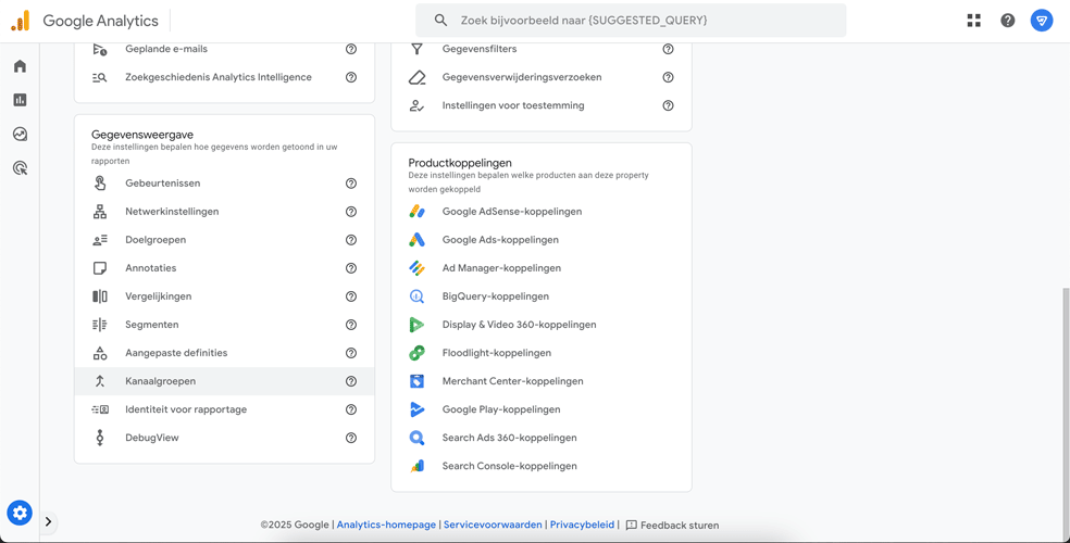 Stappen AI kanaalgroep toevoegen in Google Analytics 4